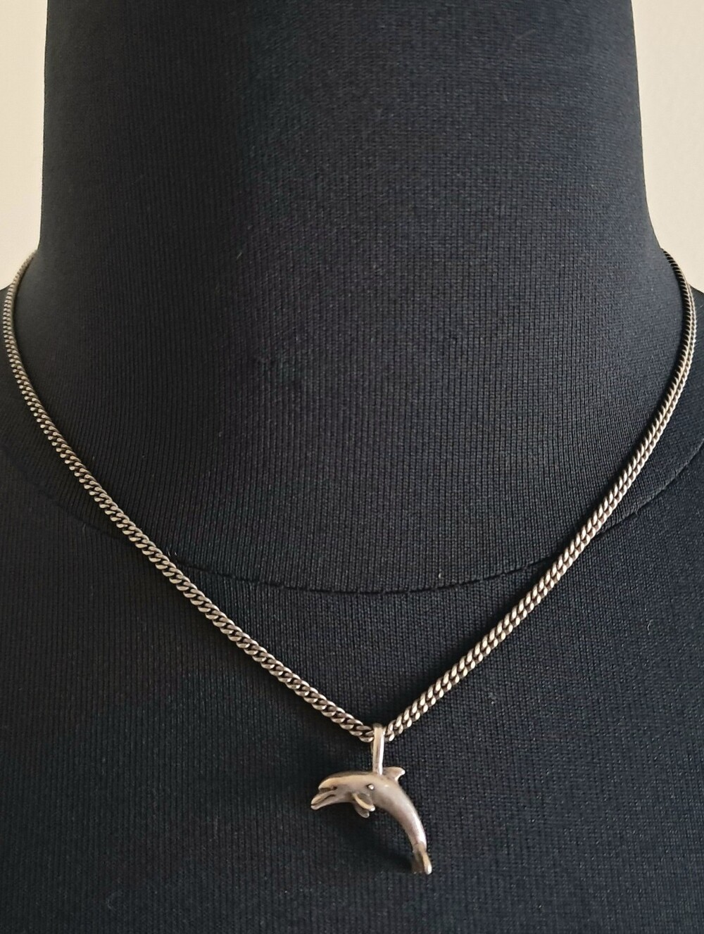 IFS Vintage 3D Sterling Silver Dolphin Pendant Necklace